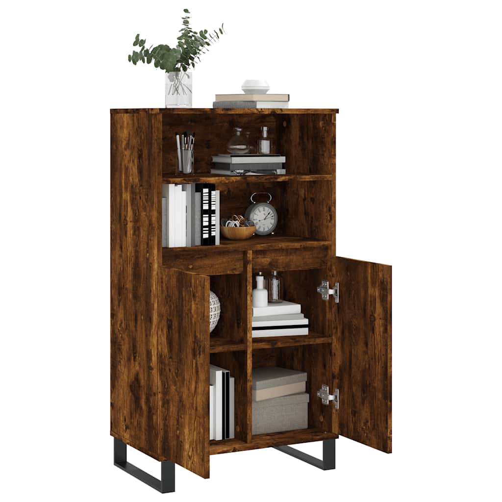 Hoge kast 60x36x110 cm bewerkt hout gerookt eikenkleurig is nu te koop bij PeponiXL, paradijselijk wonen!