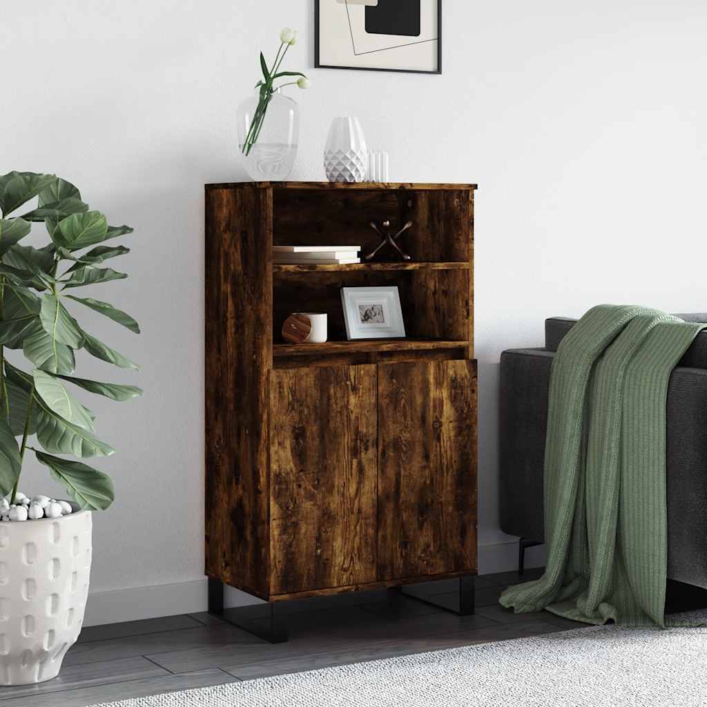 Hoge kast 60x36x110 cm bewerkt hout gerookt eikenkleurig is nu te koop bij PeponiXL, paradijselijk wonen!