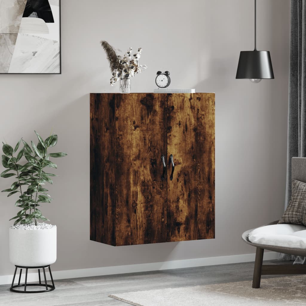 Wandkast 69,5x34x90 cm bewerkt hout gerookt eikenkleurig is nu te koop bij PeponiXL, paradijselijk wonen!