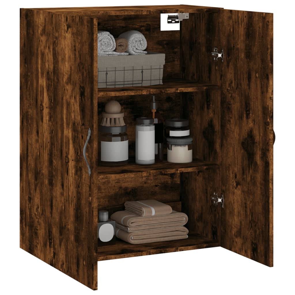 Wandkast 69,5x34x90 cm bewerkt hout gerookt eikenkleurig is nu te koop bij PeponiXL, paradijselijk wonen!