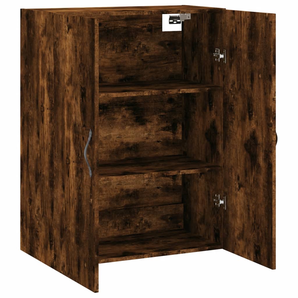 Wandkast 69,5x34x90 cm bewerkt hout gerookt eikenkleurig is nu te koop bij PeponiXL, paradijselijk wonen!