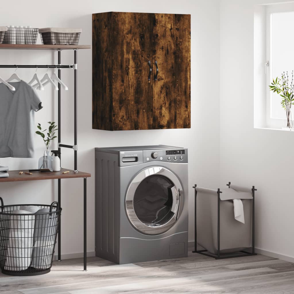 Wandkast 69,5x34x90 cm bewerkt hout gerookt eikenkleurig is nu te koop bij PeponiXL, paradijselijk wonen!