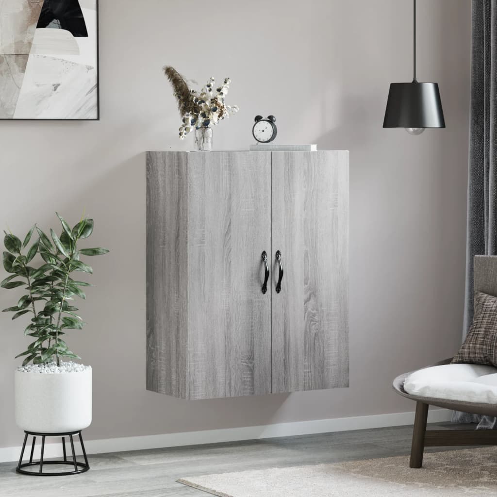 Wandkast 69,5x34x90 cm bewerkt hout grijs sonoma eikenkleurig is nu te koop bij PeponiXL, paradijselijk wonen!