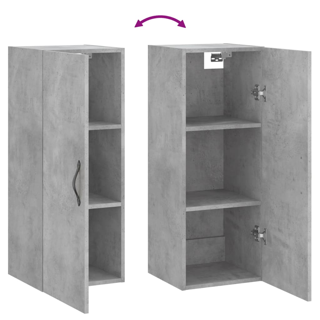 Wandkast 34,5x34x90 cm bewerkt hout betongrijs is nu te koop bij PeponiXL, paradijselijk wonen!