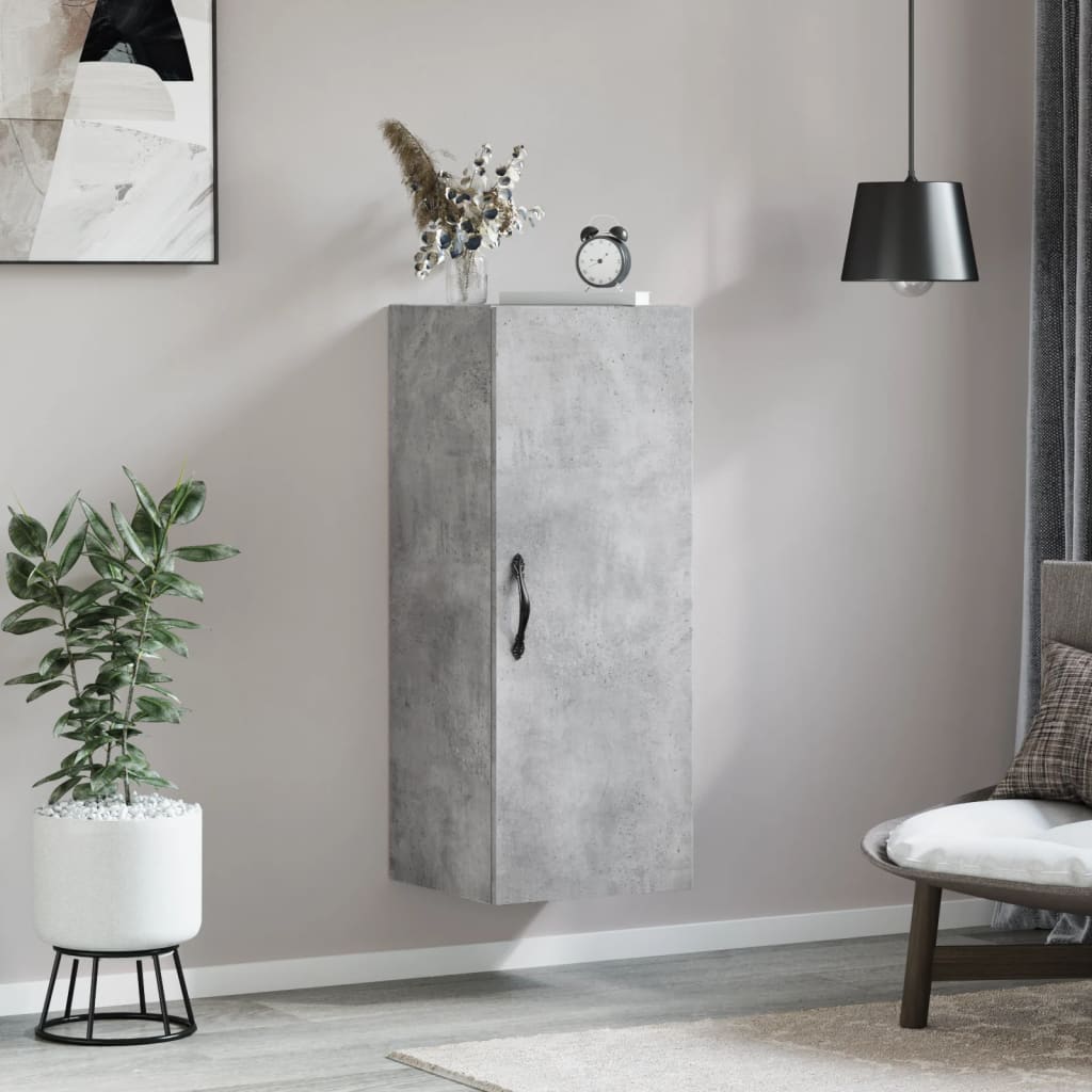 Wandkast 34,5x34x90 cm bewerkt hout betongrijs is nu te koop bij PeponiXL, paradijselijk wonen!