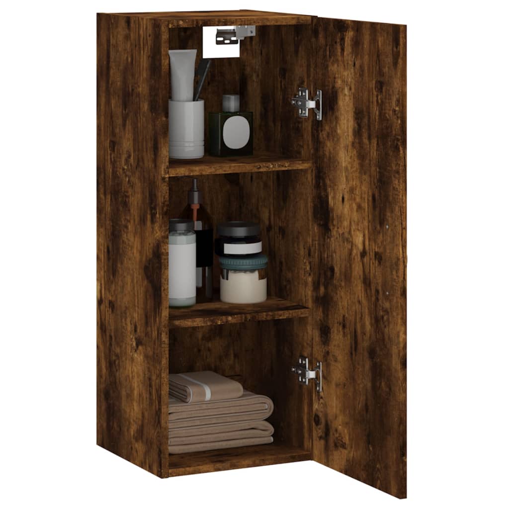 Wandkast 34,5x34x90 cm bewerkt hout gerookt eikenkleurig is nu te koop bij PeponiXL, paradijselijk wonen!