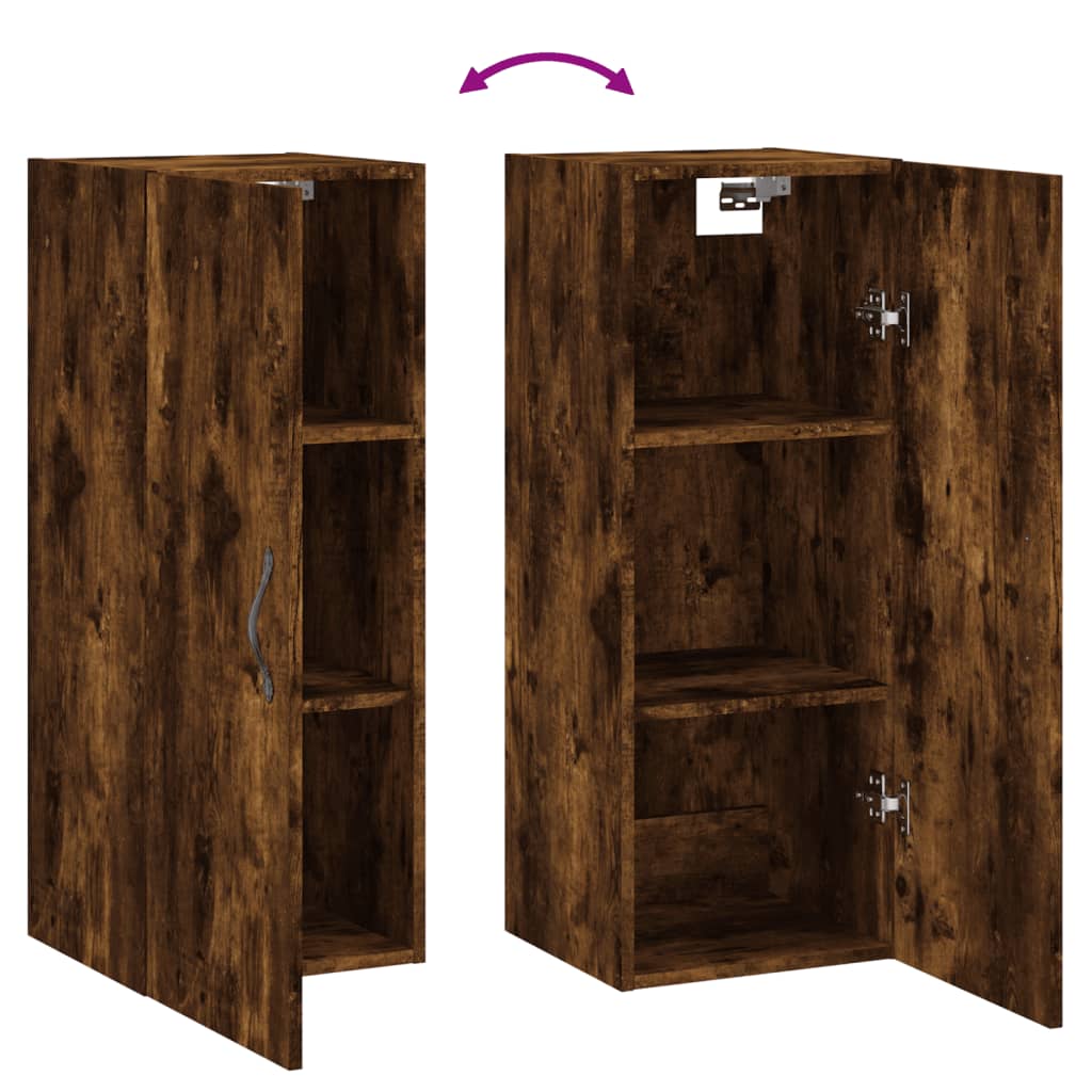 Wandkast 34,5x34x90 cm bewerkt hout gerookt eikenkleurig is nu te koop bij PeponiXL, paradijselijk wonen!