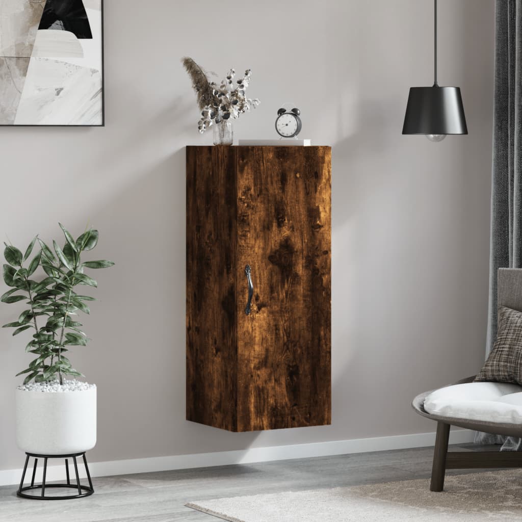 Wandkast 34,5x34x90 cm bewerkt hout gerookt eikenkleurig is nu te koop bij PeponiXL, paradijselijk wonen!