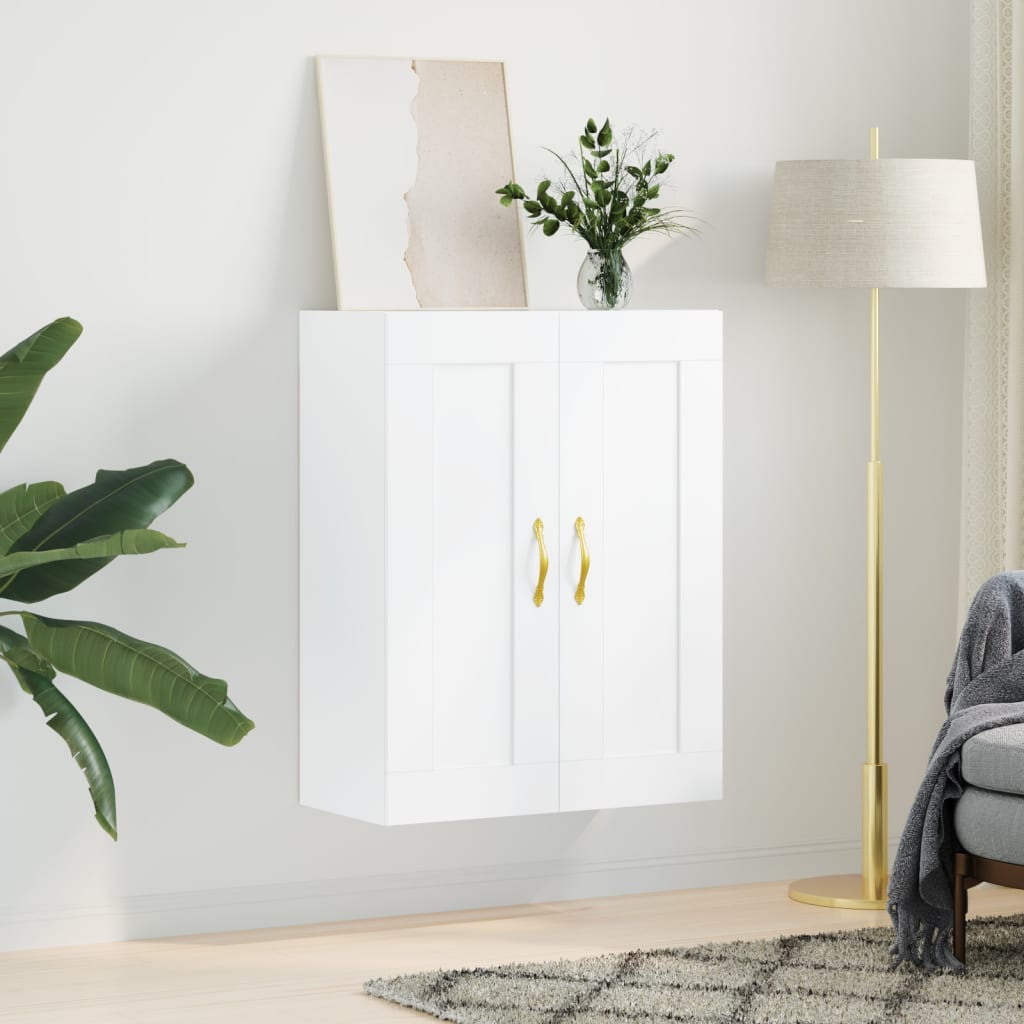 Wandkast 69,5x34x90 cm bewerkt hout wit is nu te koop bij PeponiXL, paradijselijk wonen!