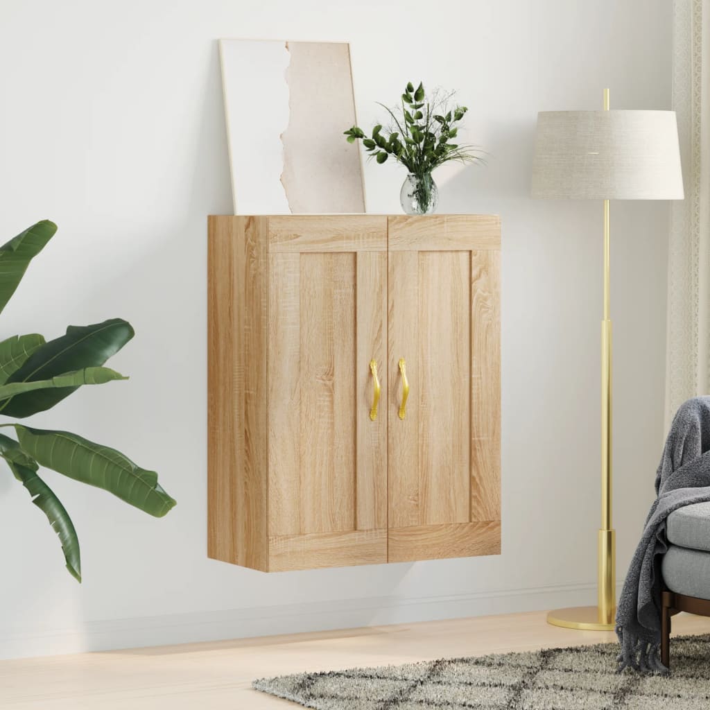 Wandkast 69,5x34x90 cm bewerkt hout sonoma eikenkleurig is nu te koop bij PeponiXL, paradijselijk wonen!