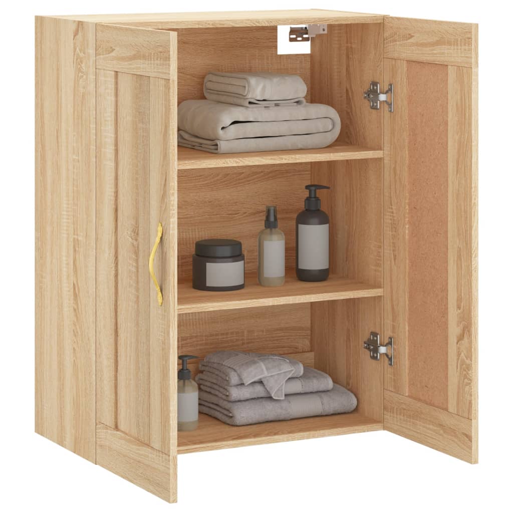 Wandkast 69,5x34x90 cm bewerkt hout sonoma eikenkleurig is nu te koop bij PeponiXL, paradijselijk wonen!