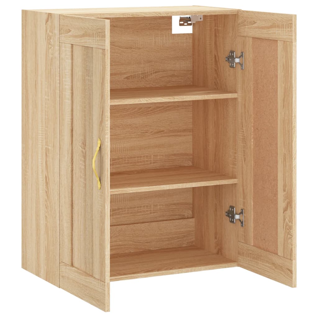 Wandkast 69,5x34x90 cm bewerkt hout sonoma eikenkleurig is nu te koop bij PeponiXL, paradijselijk wonen!