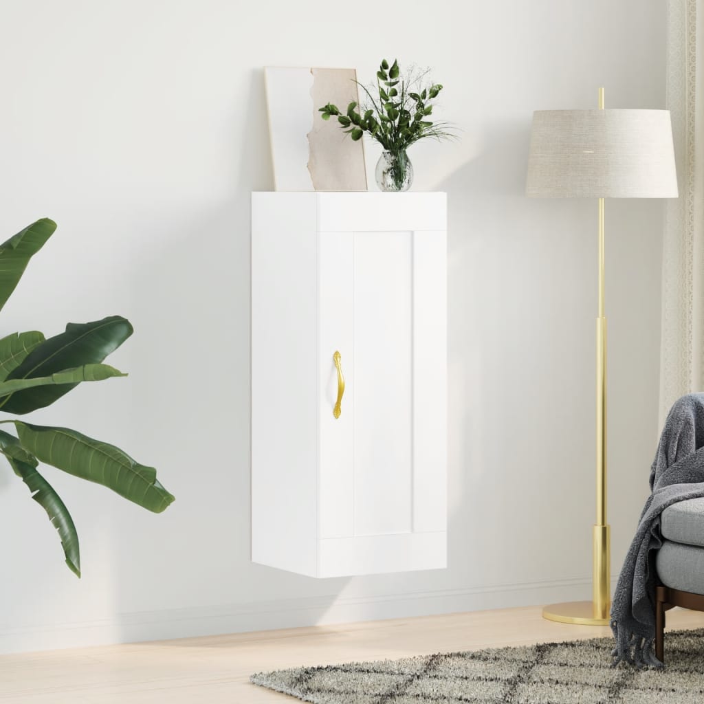 Wandkast 34,5x34x90 cm bewerkt hout wit is nu te koop bij PeponiXL, paradijselijk wonen!