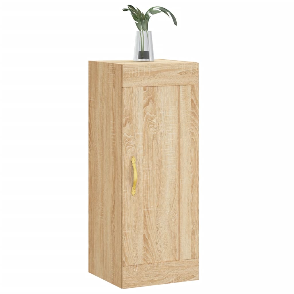 Wandkast 34,5x34x90 cm bewerkt hout sonoma eikenkleurig is nu te koop bij PeponiXL, paradijselijk wonen!