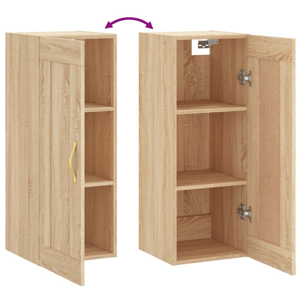 Wandkast 34,5x34x90 cm bewerkt hout sonoma eikenkleurig is nu te koop bij PeponiXL, paradijselijk wonen!