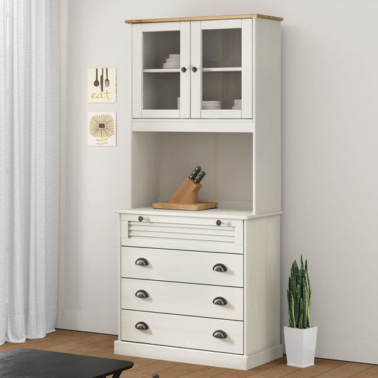 Hoge kast VIGO 80x40x176 cm massief grenenhout wit is nu te koop bij PeponiXL, paradijselijk wonen!