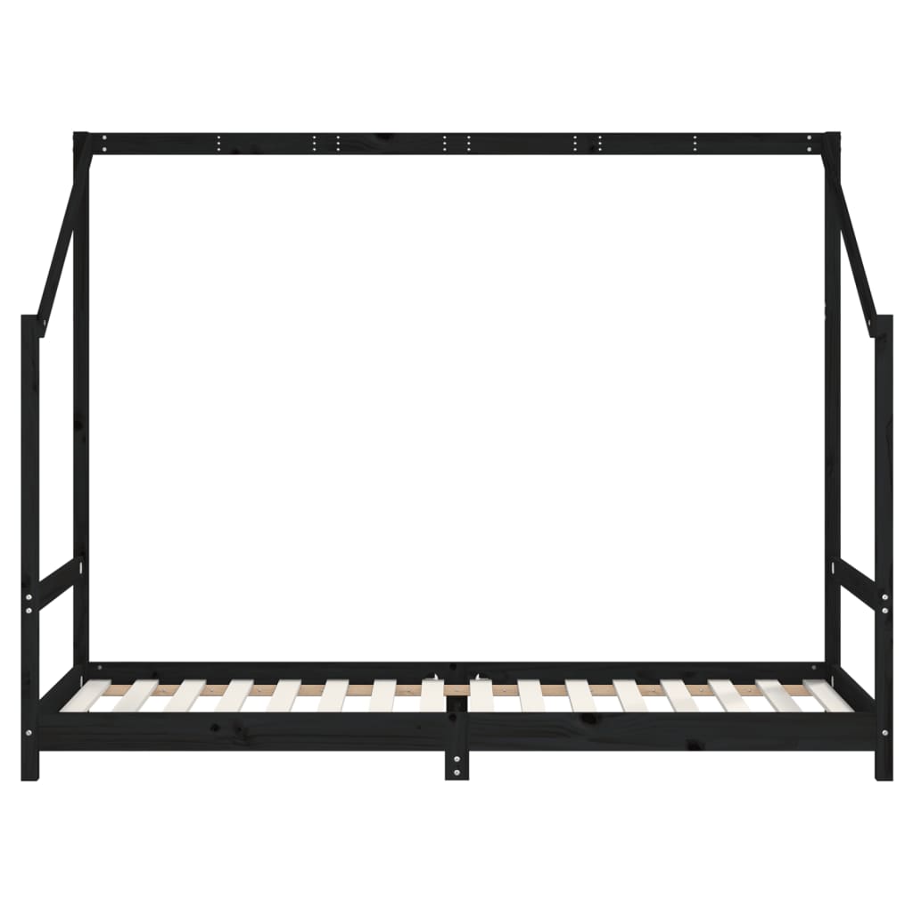 Kinderbedframe 90x200 cm massief grenenhout zwart is nu te koop bij PeponiXL, paradijselijk wonen!