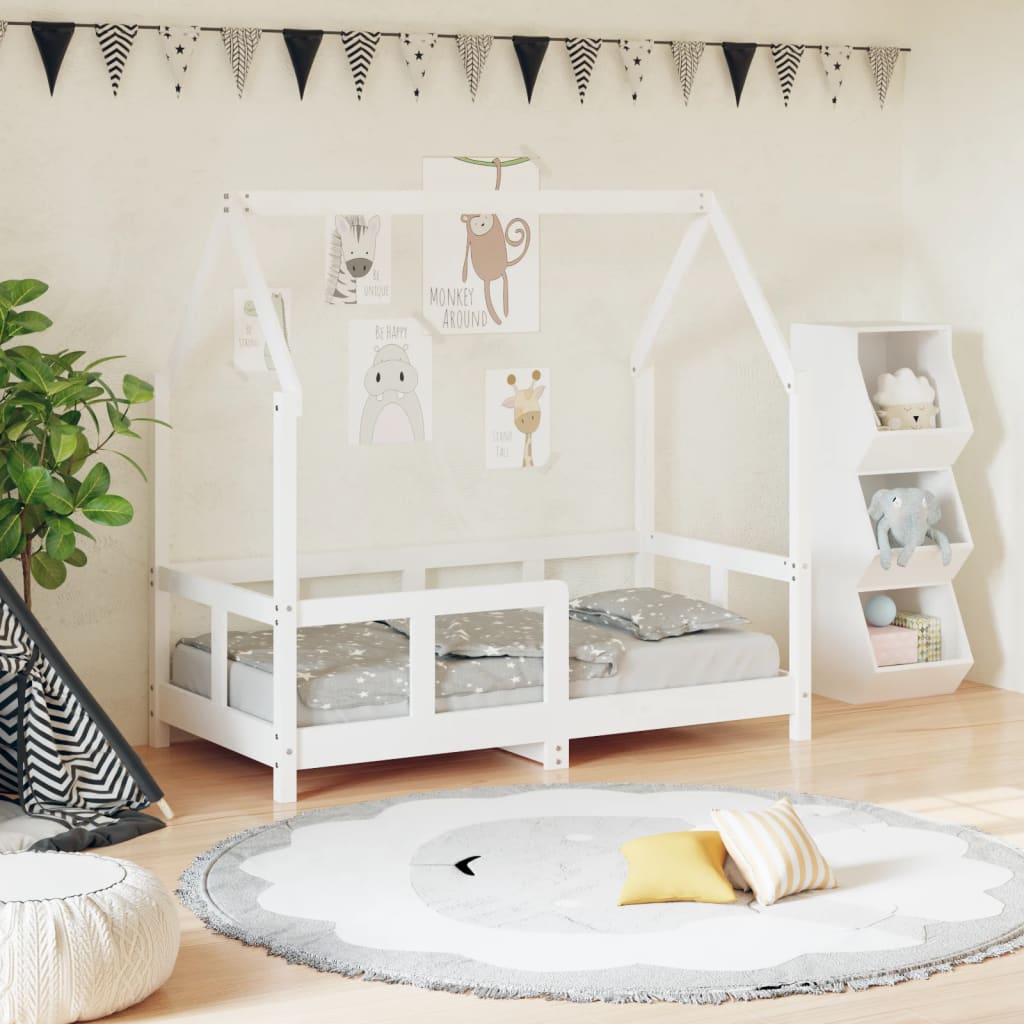 Kinderbedframe 70x140 cm massief grenenhout wit is nu te koop bij PeponiXL, paradijselijk wonen!