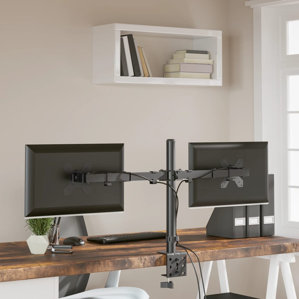 Monitorstandaard dubbel VESA 75/100 mm staal zwart is nu te koop bij PeponiXL, paradijselijk wonen!