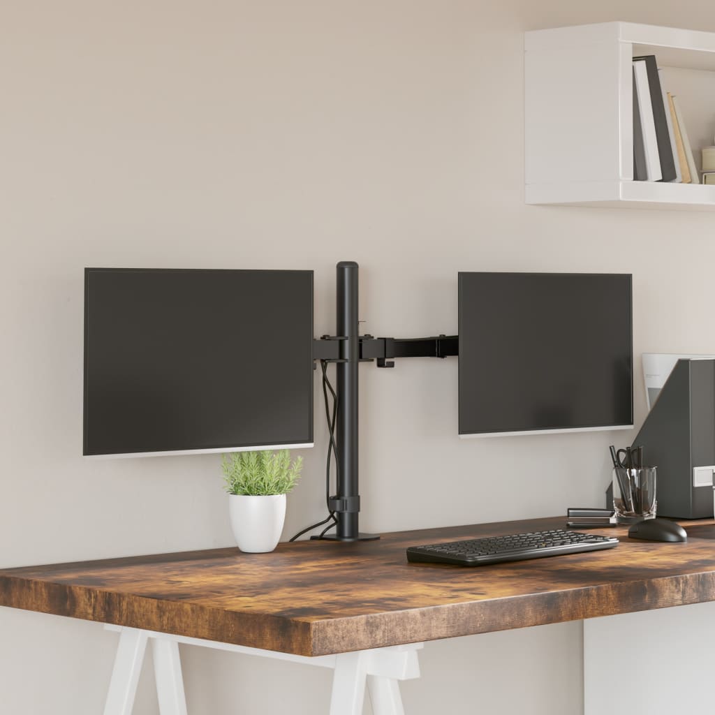Monitorstandaard dubbel VESA 75/100 mm staal zwart is nu te koop bij PeponiXL, paradijselijk wonen!