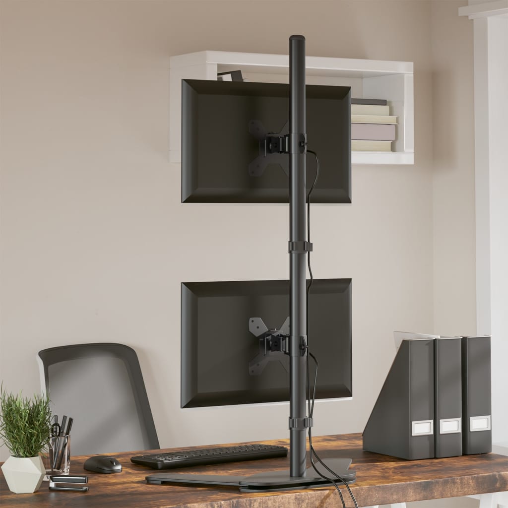 Monitorstandaard dubbel VESA 75/100 mm staal zwart is nu te koop bij PeponiXL, paradijselijk wonen!