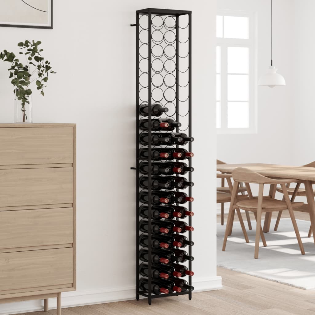 Wijnrek voor 57 flessen 34x18x200 cm smeedijzer zwart is nu te koop bij PeponiXL, paradijselijk wonen!