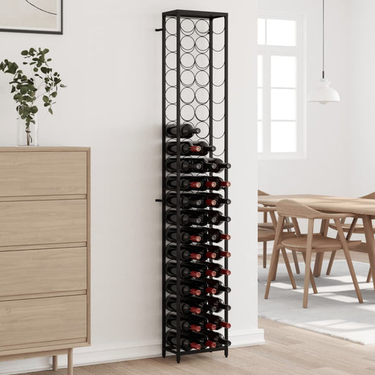 Wijnrek voor 57 flessen 34x18x200 cm smeedijzer zwart is nu te koop bij PeponiXL, paradijselijk wonen!