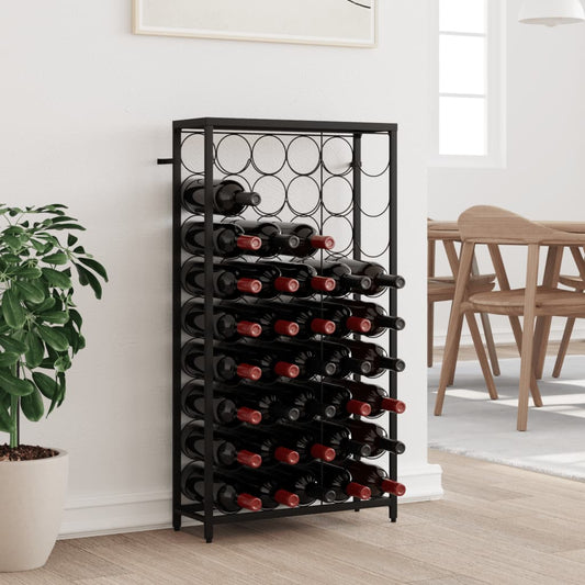 Wijnrek voor 45 flessen 54x18x100 cm smeedijzer zwart is nu te koop bij PeponiXL, paradijselijk wonen!