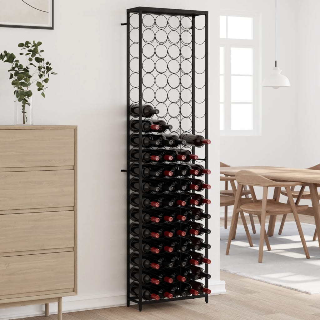 Wijnrek voor 95 flessen 54x18x200 cm smeedijzer zwart is nu te koop bij PeponiXL, paradijselijk wonen!
