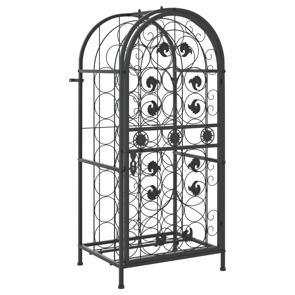 Wijnrek voor 33 flessen 45x36x100 cm smeedijzer zwart is nu te koop bij PeponiXL, paradijselijk wonen!