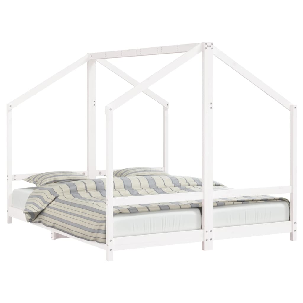 Kinderbedframe 2x(80x200) cm massief grenenhout wit is nu te koop bij PeponiXL, paradijselijk wonen!
