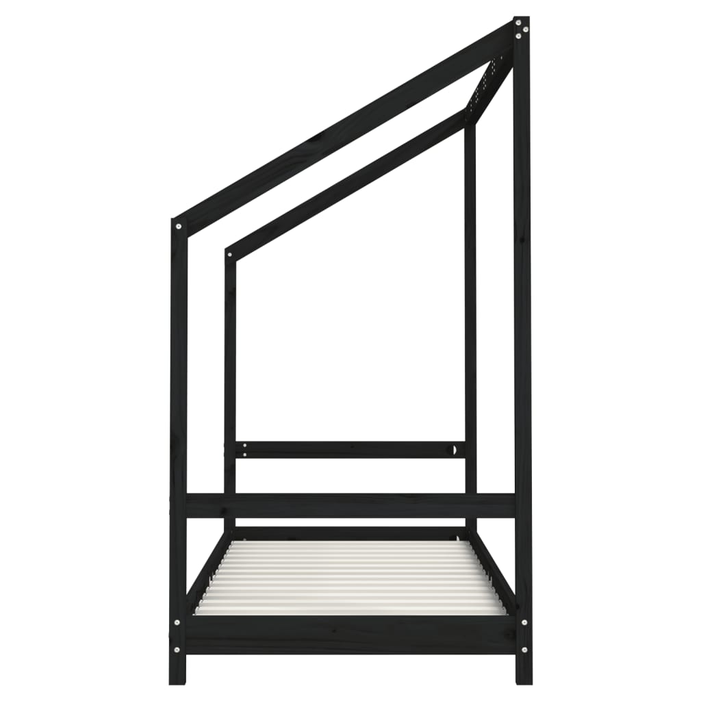 Kinderbedframe 2x(80x200) cm massief grenenhout zwart is nu te koop bij PeponiXL, paradijselijk wonen!