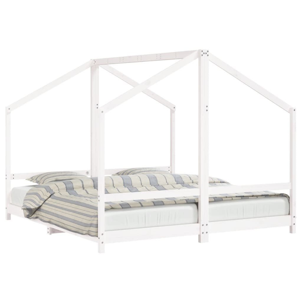 Kinderbedframe 2x(90x200) cm massief grenenhout wit is nu te koop bij PeponiXL, paradijselijk wonen!