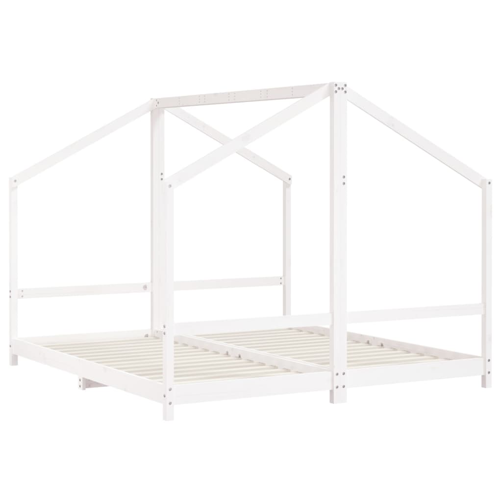 Kinderbedframe 2x(90x200) cm massief grenenhout wit is nu te koop bij PeponiXL, paradijselijk wonen!
