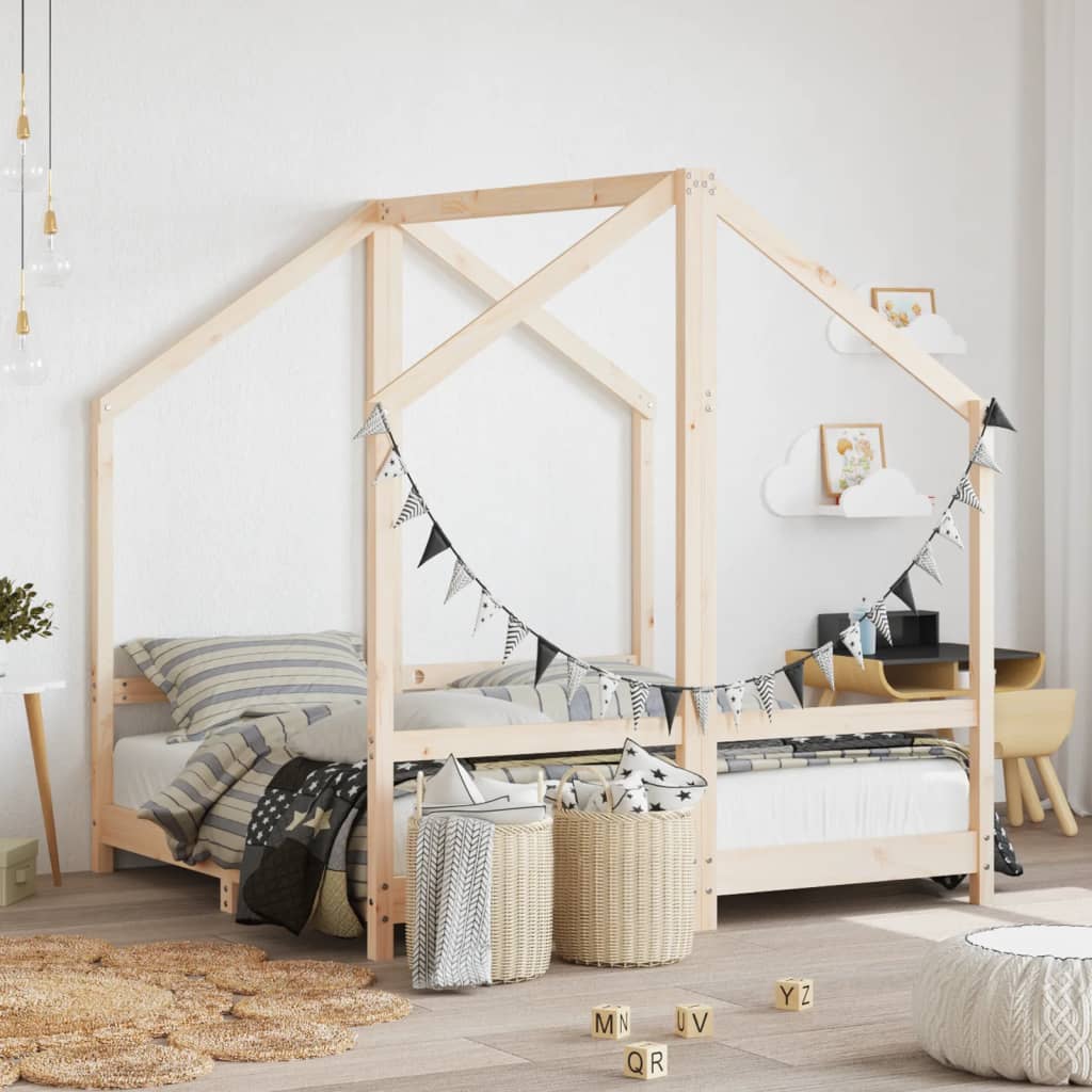 Kinderbedframe 2x(70x140) cm massief grenenhout is nu te koop bij PeponiXL, paradijselijk wonen!