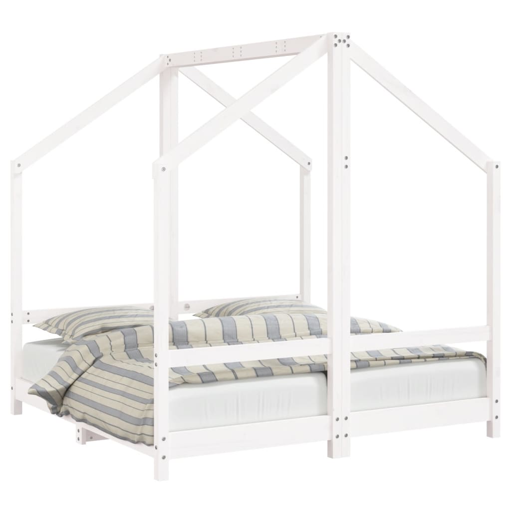 Kinderbedframe 2x(70x140 cm massief grenenhout wit is nu te koop bij PeponiXL, paradijselijk wonen!