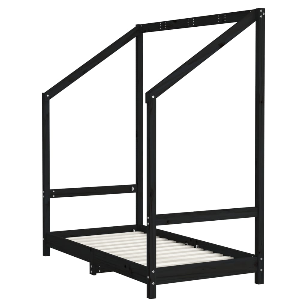 Kinderbedframe 2x(70x140) cm massief grenenhout zwart is nu te koop bij PeponiXL, paradijselijk wonen!