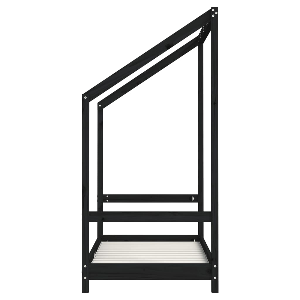 Kinderbedframe 2x(70x140) cm massief grenenhout zwart is nu te koop bij PeponiXL, paradijselijk wonen!