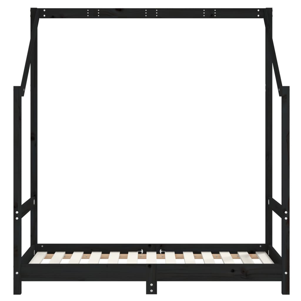 Kinderbedframe 2x(70x140) cm massief grenenhout zwart is nu te koop bij PeponiXL, paradijselijk wonen!