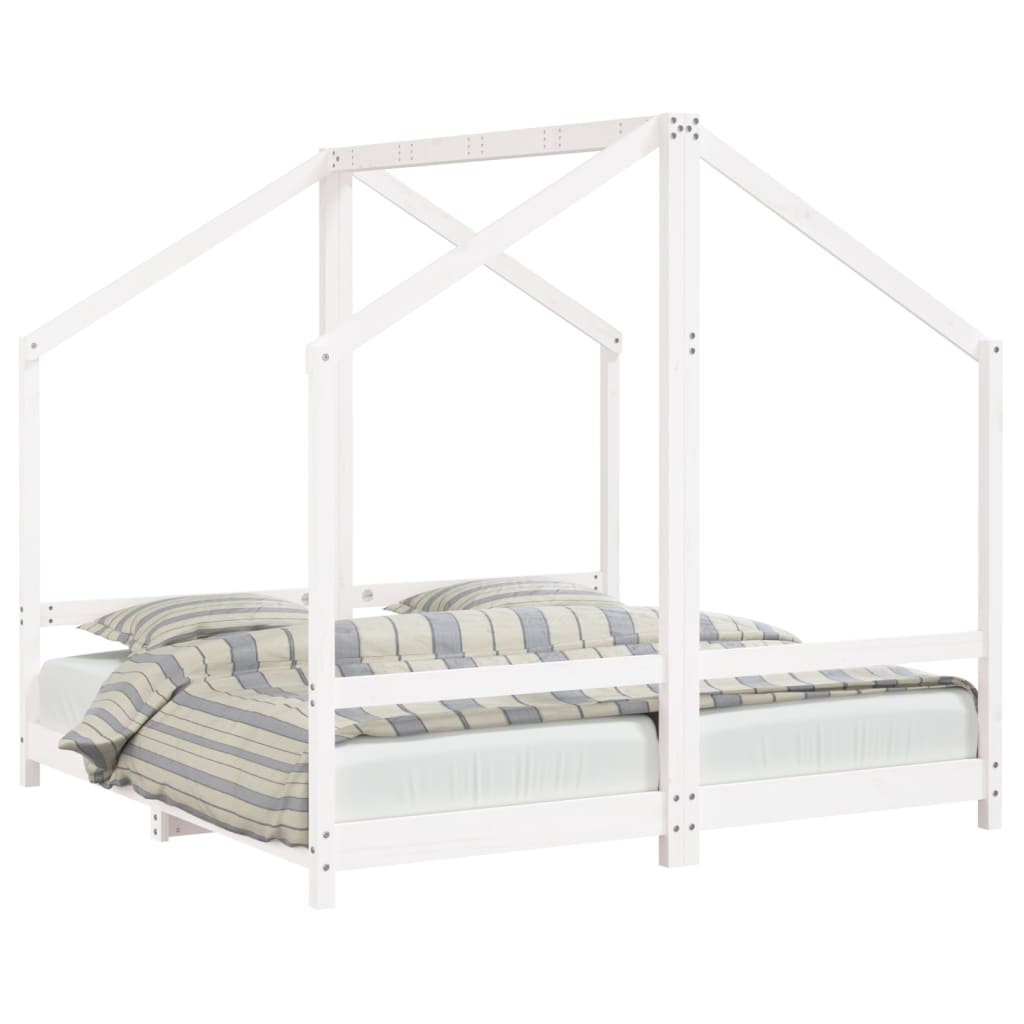 Kinderbedframe 2x(80x160) cm massief grenenhout wit is nu te koop bij PeponiXL, paradijselijk wonen!