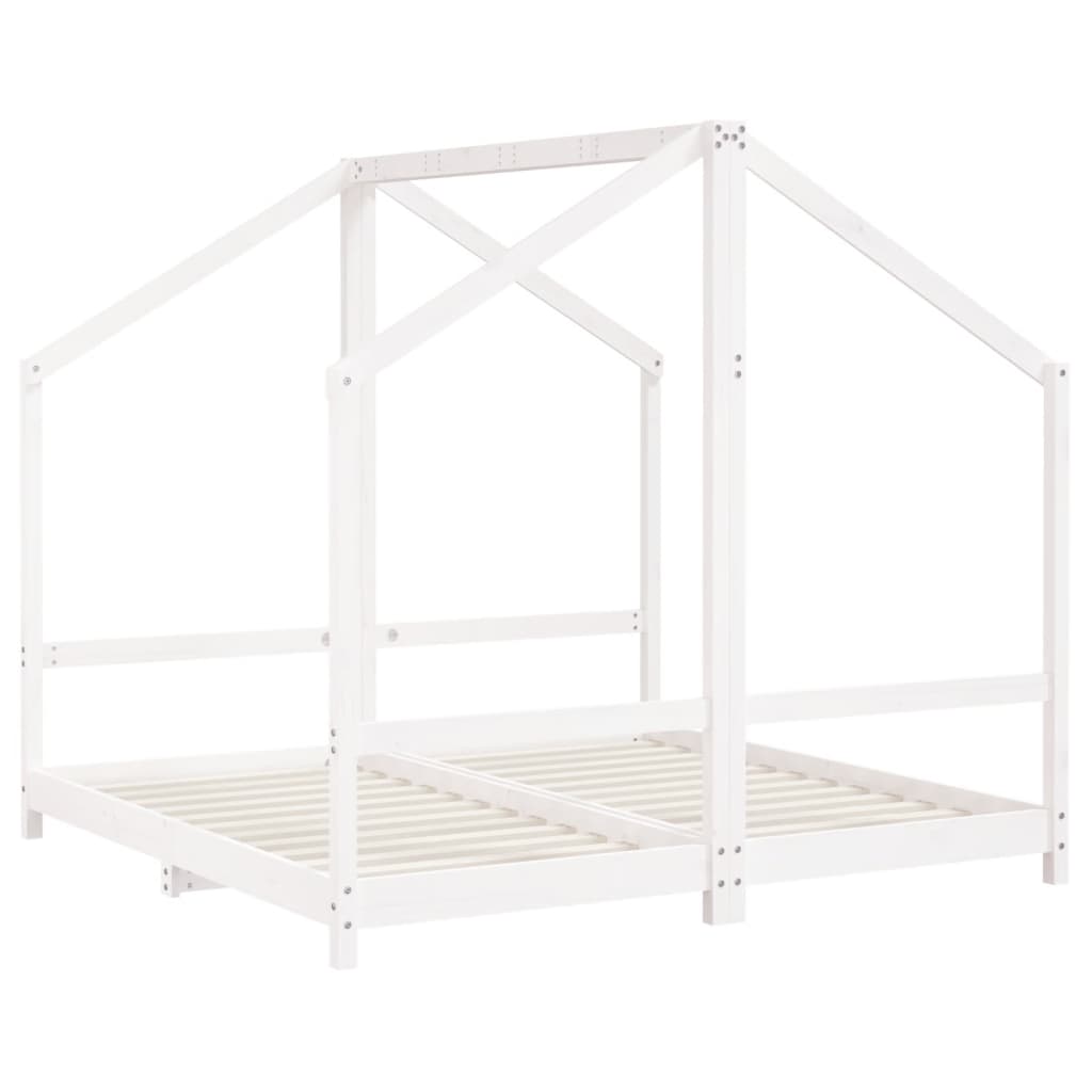 Kinderbedframe 2x(80x160) cm massief grenenhout wit is nu te koop bij PeponiXL, paradijselijk wonen!