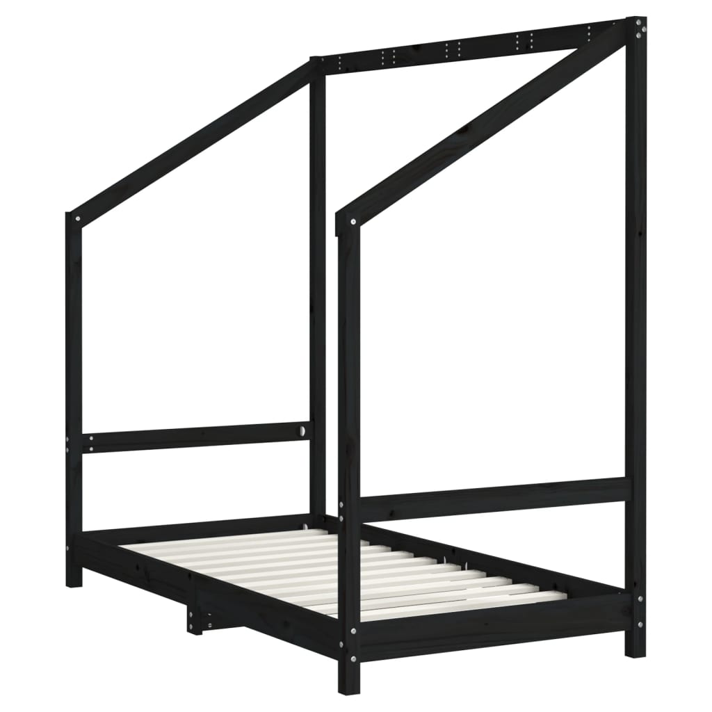 Kinderbedframe 2x(80x160) cm massief grenenhout zwart is nu te koop bij PeponiXL, paradijselijk wonen!