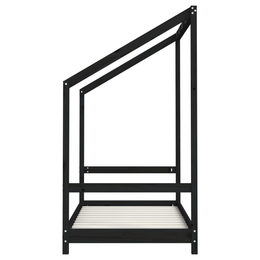 Kinderbedframe 2x(80x160) cm massief grenenhout zwart is nu te koop bij PeponiXL, paradijselijk wonen!