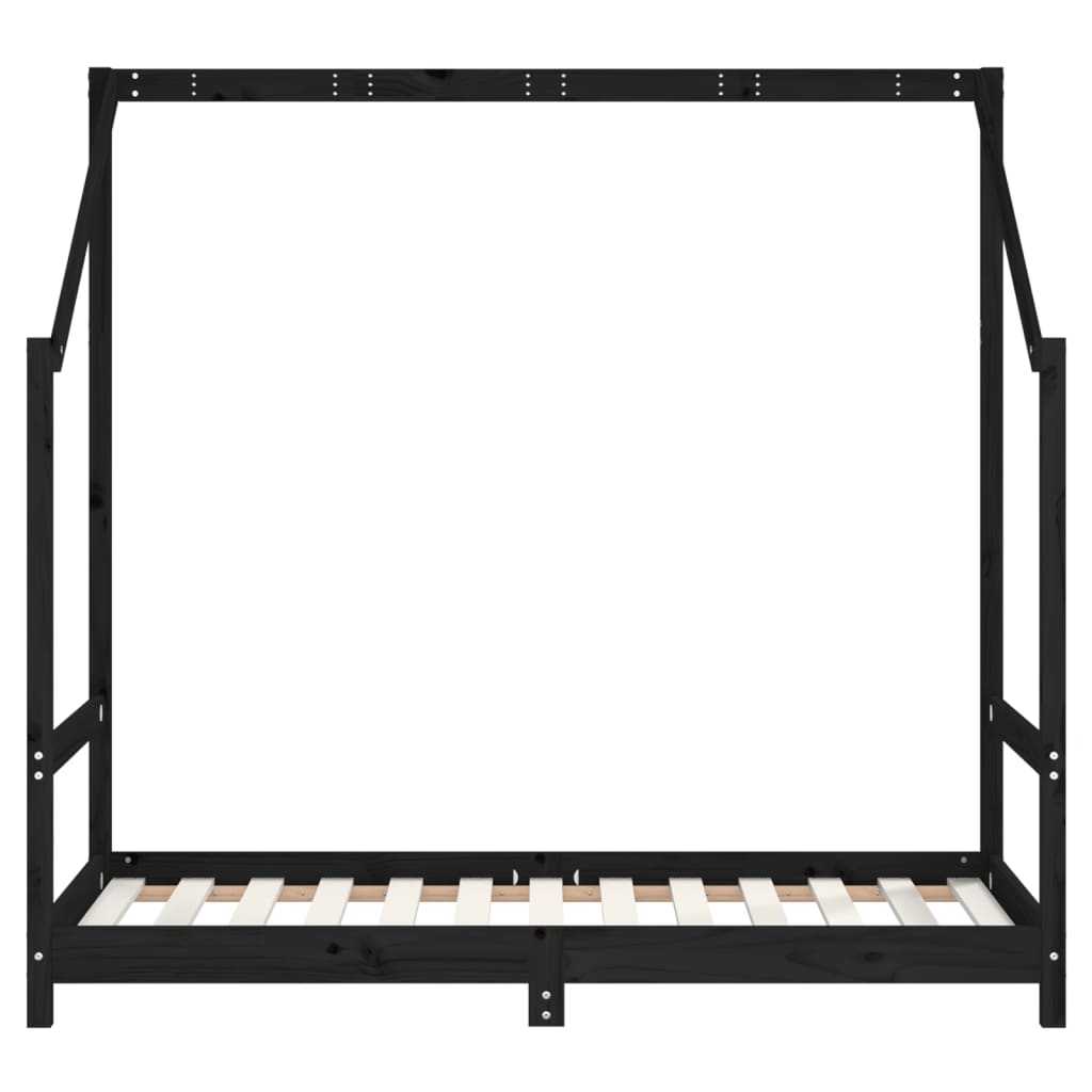 Kinderbedframe 2x(80x160) cm massief grenenhout zwart is nu te koop bij PeponiXL, paradijselijk wonen!
