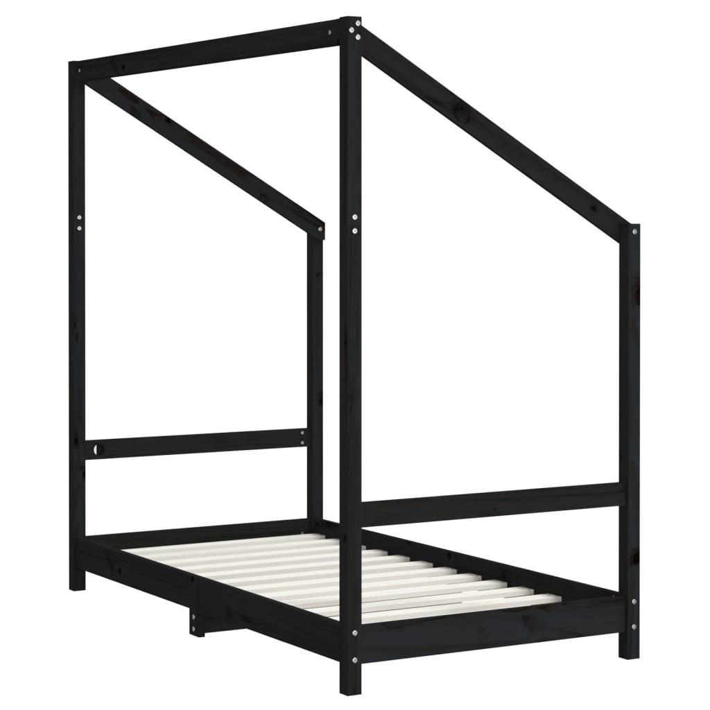 Kinderbedframe 2x(80x160) cm massief grenenhout zwart is nu te koop bij PeponiXL, paradijselijk wonen!