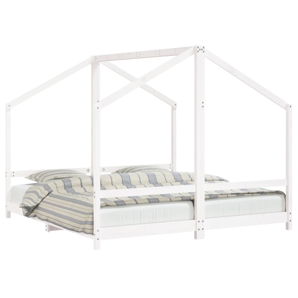 Kinderbedframe 2x(90x190) cm massief grenenhout wit is nu te koop bij PeponiXL, paradijselijk wonen!