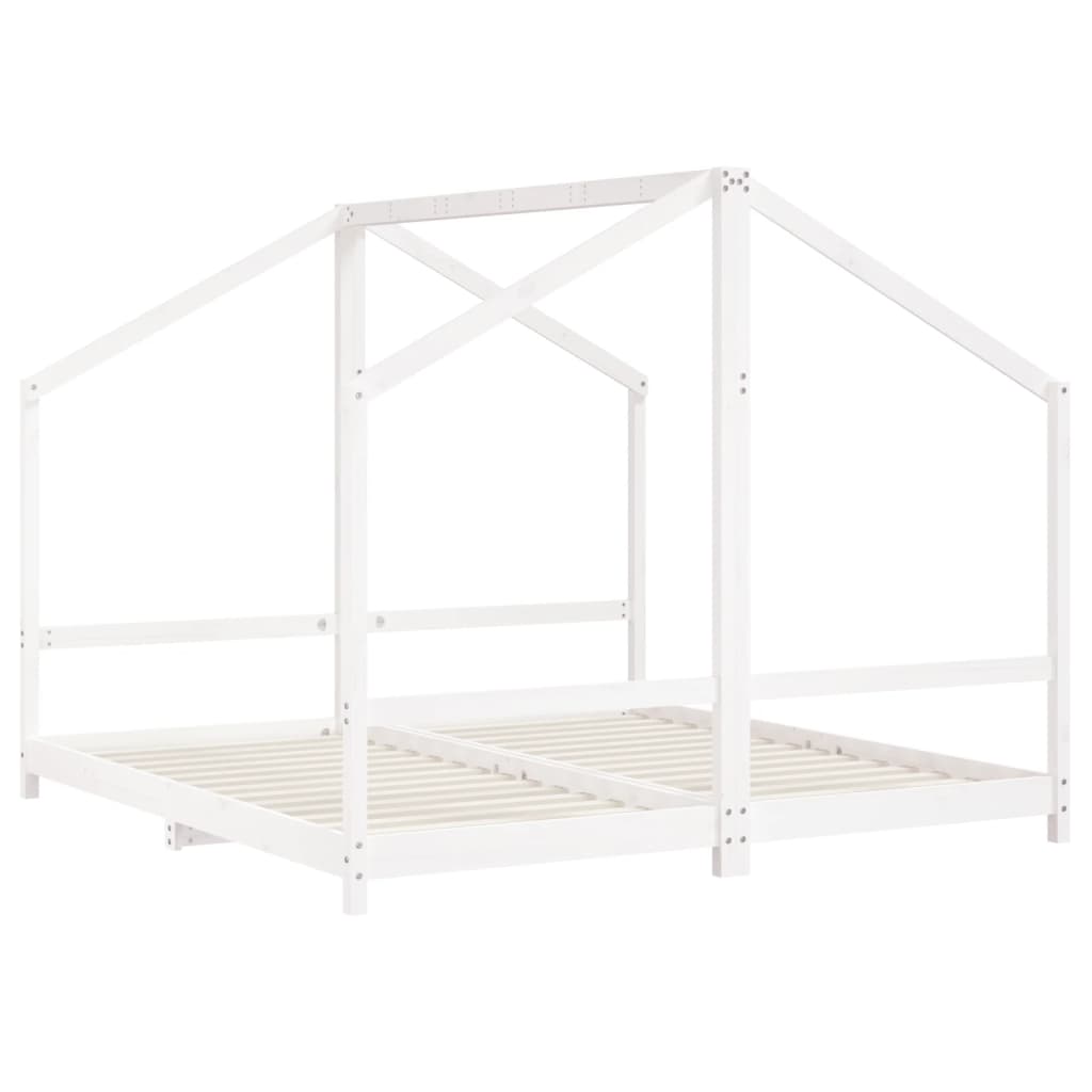 Kinderbedframe 2x(90x190) cm massief grenenhout wit is nu te koop bij PeponiXL, paradijselijk wonen!
