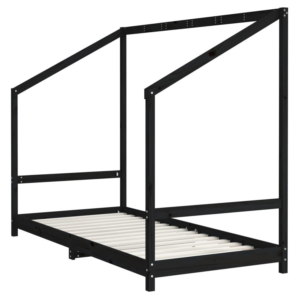 Kinderbedframe 2x(90x190) cm massief grenenhout zwart is nu te koop bij PeponiXL, paradijselijk wonen!