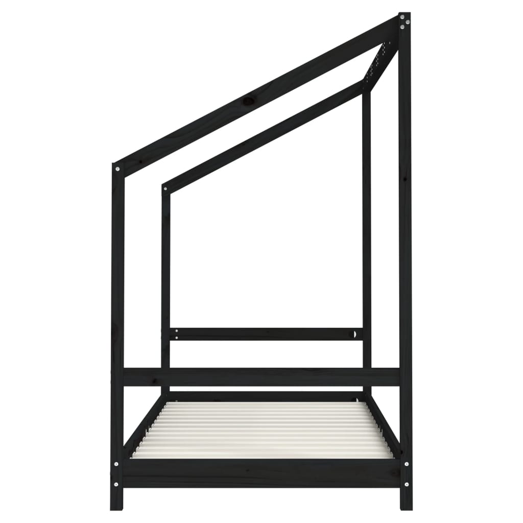 Kinderbedframe 2x(90x190) cm massief grenenhout zwart is nu te koop bij PeponiXL, paradijselijk wonen!