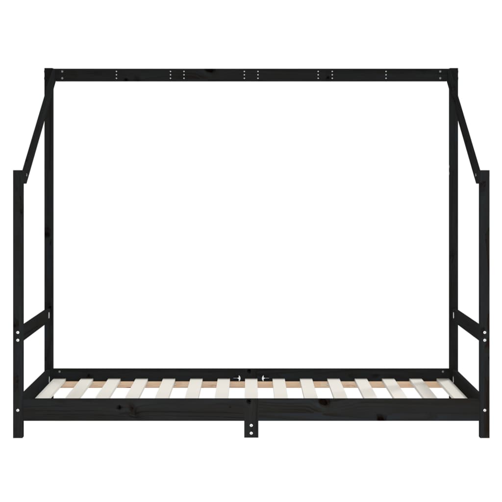 Kinderbedframe 2x(90x190) cm massief grenenhout zwart is nu te koop bij PeponiXL, paradijselijk wonen!